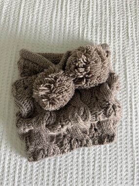 Aerie Cable Knit Pom Pom Snood Scarf